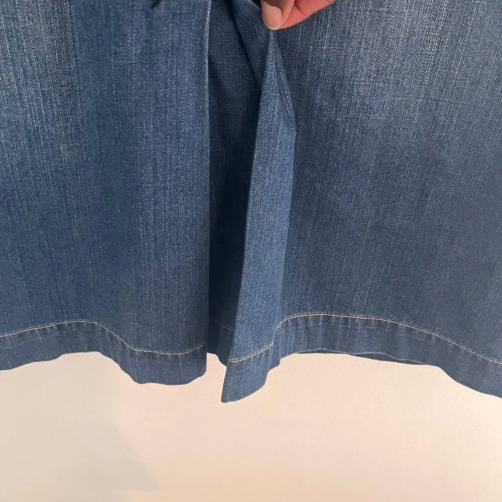 Boden Denim Skirt Womens Size 14R Blue Jeans Boho A-Line Pleat Modest Retro Chic